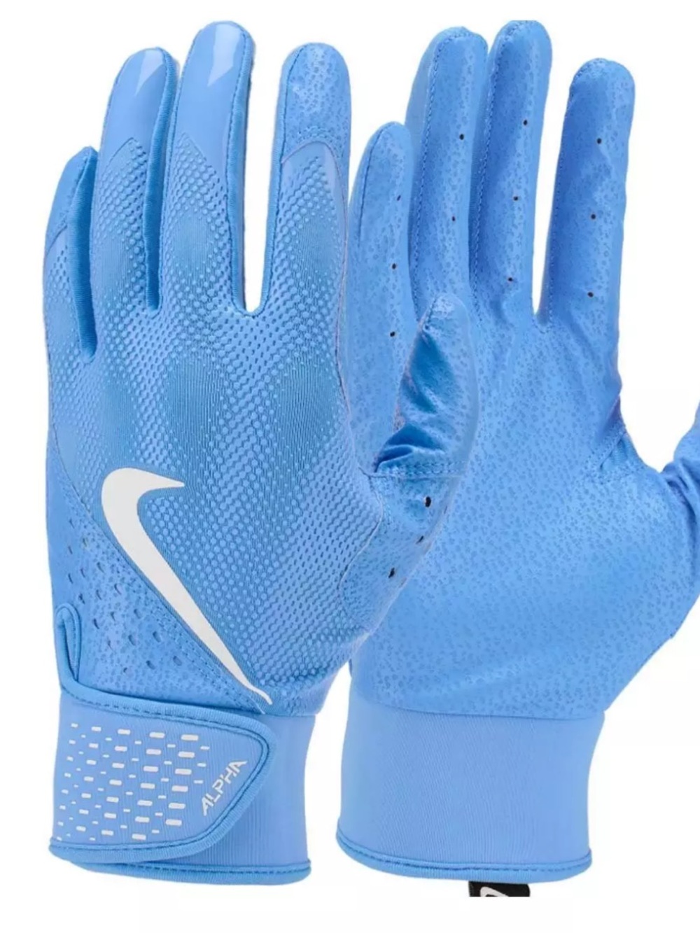 NWOT Nike Alpha Light Blue Athletic Gloves with White Swoosh, Size L